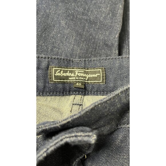 SALVATORE FERRAGAMO DARK NAVY CROPPED DENIM JEANS 28 - Picture 8 of 9